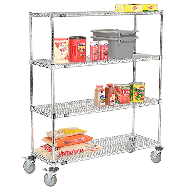 Nexel E-Z Adjust Wire Shelf Truck w/Brakes, 1200 lb. Capacity, 48inL x 18inW x 69inH 580559AB - main